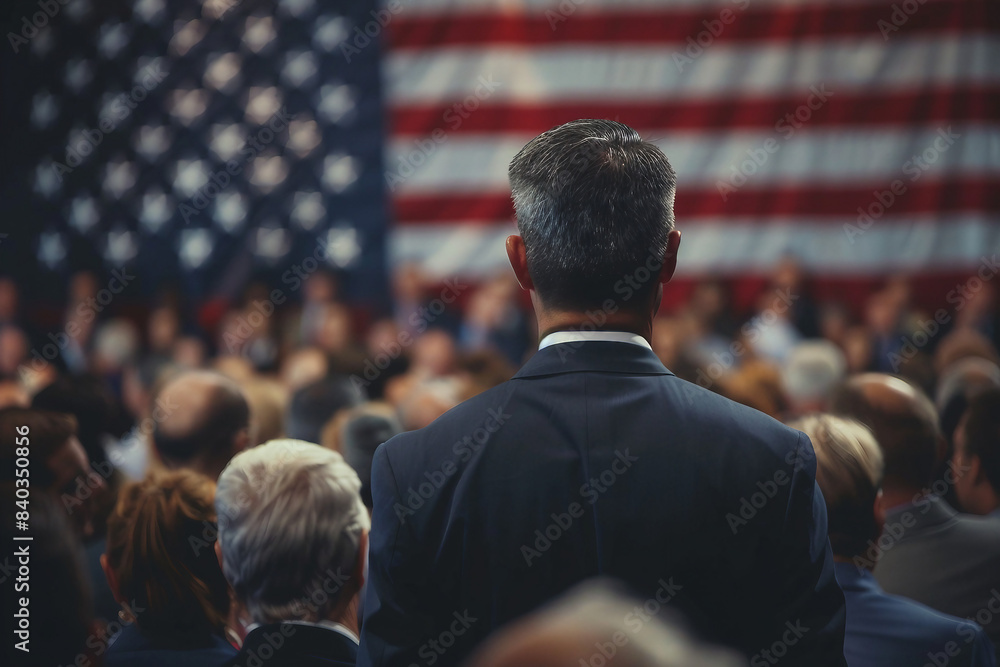 People of democratic country visiting voting campaign in election day, Generative AI illustration People of democratic country visiting voting campaign in election day, Generative AI illustration