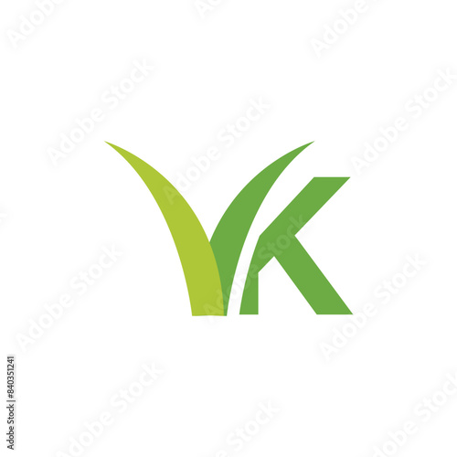Letter K lawn grass logo icon vector template