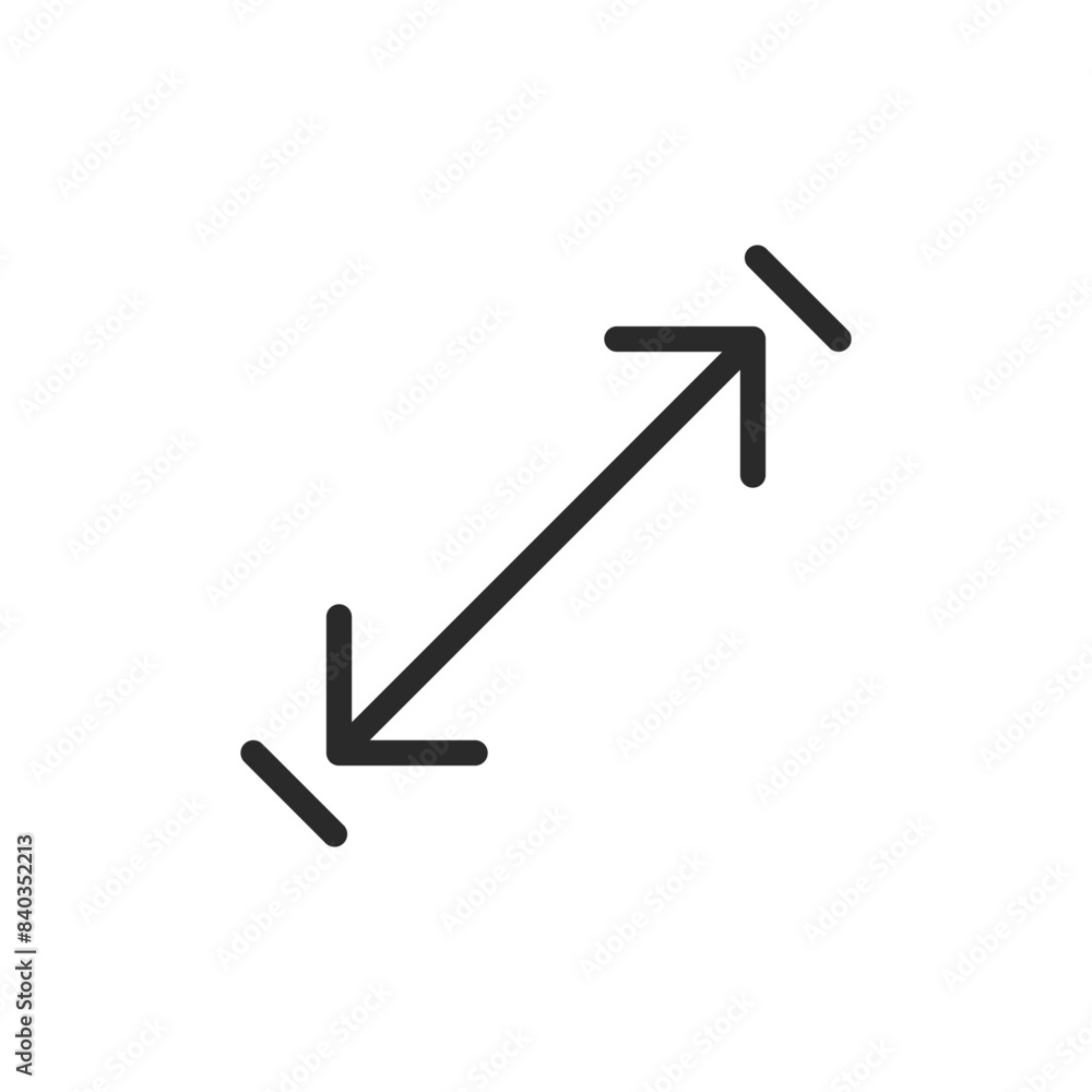 Diagonal resize, linear style icon. Diagonal arrow indicating resize or scaling. Editable stroke width. Diagonal resize, linear style icon. Diagonal arrow indicating resize or scaling. Editable stroke width.