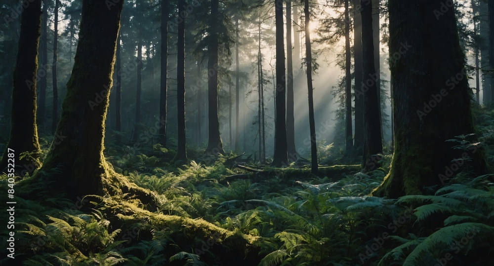 Obraz premium empty magical forest landscape banner copyspace background