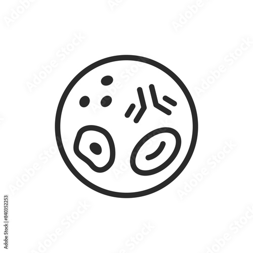 Blood cell analysis, linear style icon. Immunoglobulin, lymphocyte, erythrocyte, platelet. Editable stroke width