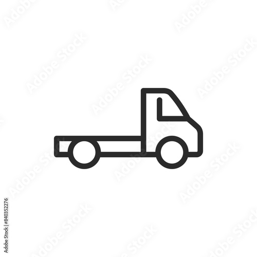 Flatbed truck, linear style icon. Side view of a flatbed truck. Editable stroke width.