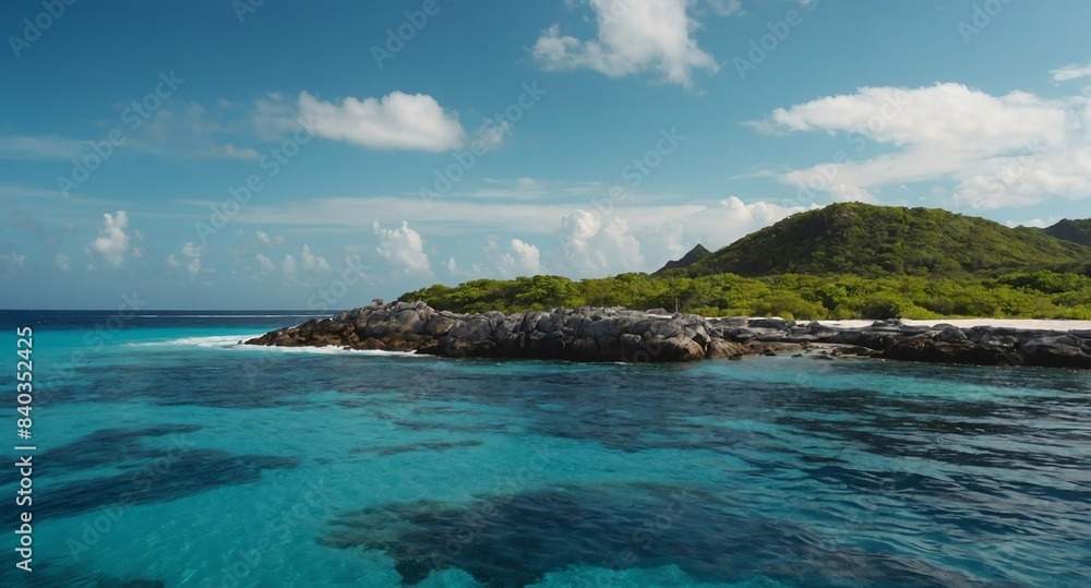 Fototapeta premium empty ocean reef landscape banner copyspace background