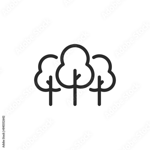 Group of trees, linear style icon. small forest or grove. Editable stroke width.