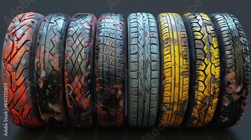 tire tread marks wheel texture tire marks motocross drift rally off road and more modern isolated texture set in grunge style.stock illustration