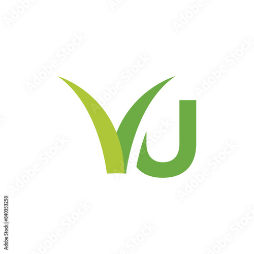 Letter U lawn grass logo icon vector template