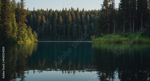 empty forest lake landscape banner copyspace background