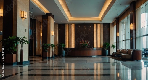 empty hotel lobby banner copyspace background