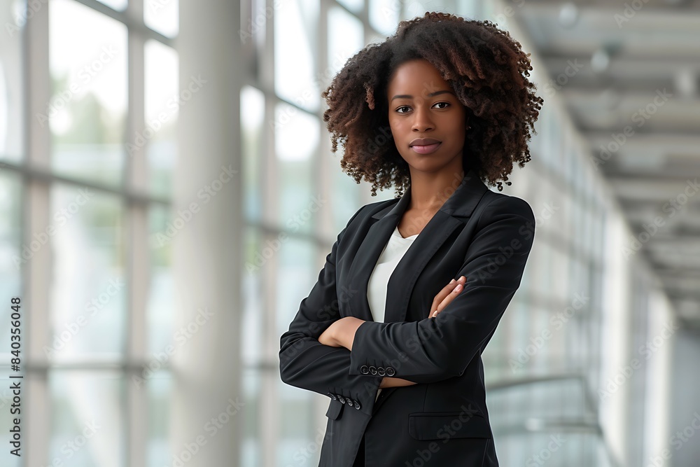 Portrait of a professional woman in a suit standing in a modern office Portrait of a professional woman in a suit standing in a modern office