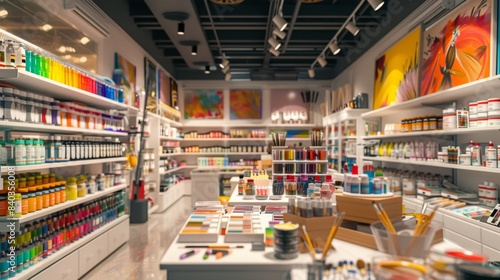 Colorful Art Supplies Store Business Cards and Paints Galore for Creative Inspiration