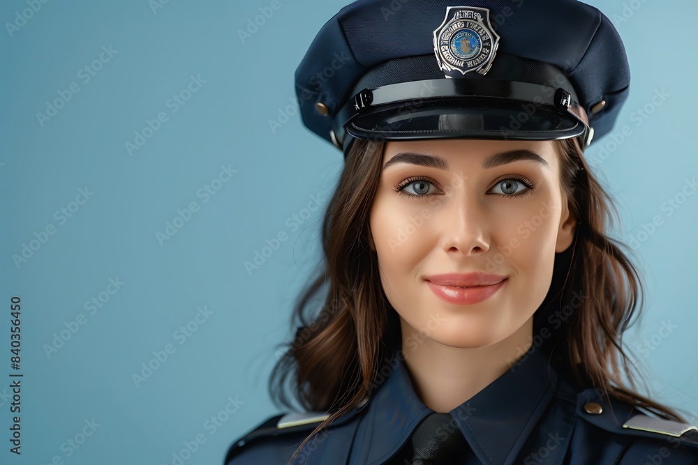 Portrait of smiling police woman wearing uniform Portrait of smiling police woman wearing uniform