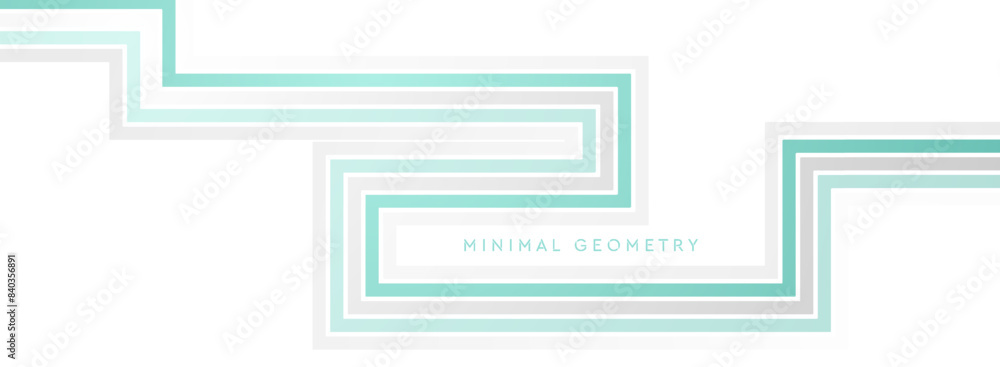 Mint green and grey minimal stripes abstract tech background. Vector geometry banner design