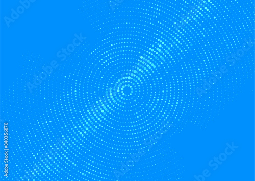 Futuristic minimal tech bright blue halftones dotted circles abstract background. Geometric vector design
