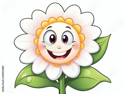 smiling cute flower cartoon clipart on plain white background