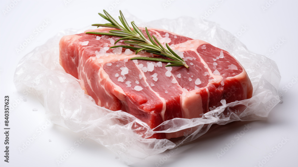 Fresh Raw Meat Steak with Rosemary and Salt Fresh Raw Meat Steak with Rosemary and Salt
