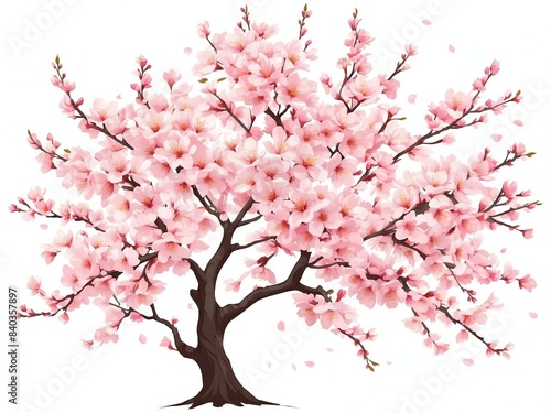 cherry blossom tree clipart on plain white background cartoon clipart on plain white background
