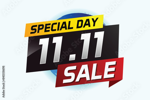 11.11 Special day sale word concept vector illustration with ribbon and 3d style for use landing page, template, ui, web, mobile app, poster, banner, flyer, background, gift card, coupon

