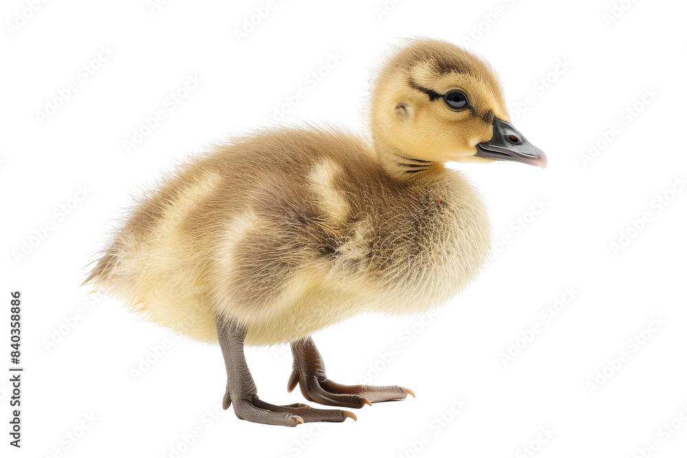 Adorable duckling with fluffy feathers standing against a white background, perfect for nature and wildlife themed projects and designs. Adorable duckling with fluffy feathers standing against a white background, perfect for nature and wildlife themed projects and designs.
