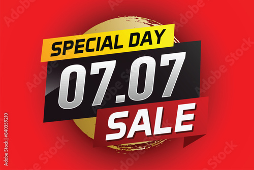 7.7 Special day sale word concept vector illustration with ribbon and 3d style for use landing page, template, ui, web, mobile app, poster, banner, flyer, background, gift card, coupon


