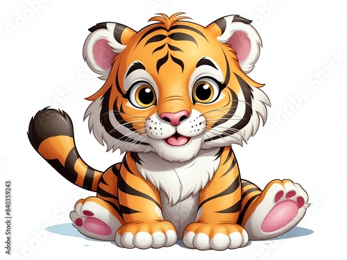 cute tiger cartoon clipart on plain white background