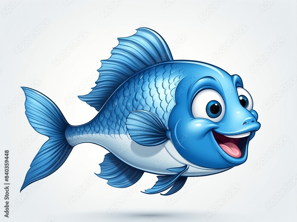 happy blue fish cartoon clipart on plain white background happy blue fish cartoon clipart on plain white background