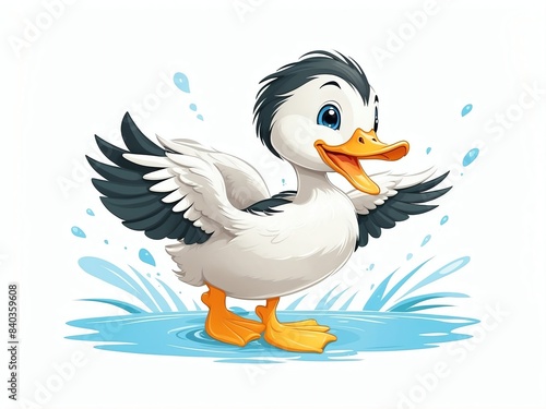 happy cute duck cartoon clipart on plain white background