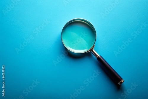 Magnifying glass over blue background with various shapes, magnifying glass, blue, background, shapes, design