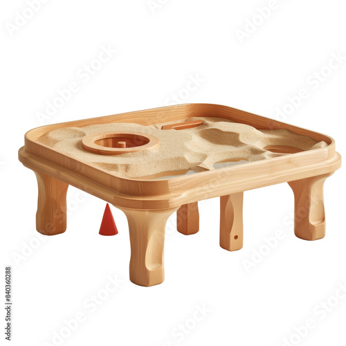 Wooden sensory play table with textured surface for children, ideal for educational and creative activities indoors or outdoors.