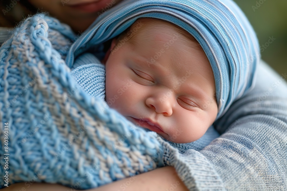 Loving mother hugs little baby at home. Pretty woman holding cuddling newborn child in her arms. Happy family together. Young mom carrying kissing small infant on hands. Knitted warm winter clothes Loving mother hugs little baby at home. Pretty woman holding cuddling newborn child in her arms. Happy family together. Young mom carrying kissing small infant on hands. Knitted warm winter clothes