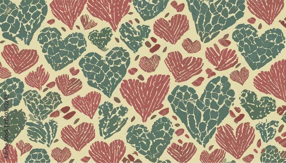 Green and red hearts pattern background Green and red hearts pattern background