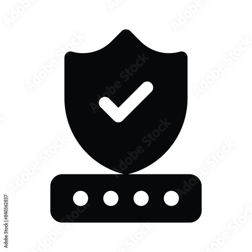 Protection shield with password denoting secure password vector