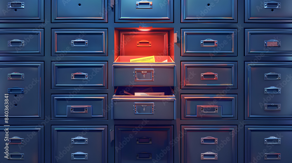 Photo of a well-organized file cabinet filled with documents Photo of a well-organized file cabinet filled with documents