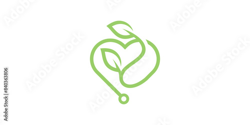 logo design combination of love, plant and stethoscope shapes, health, natural, leaf. logo design template, icon, symbol, creative, idea.