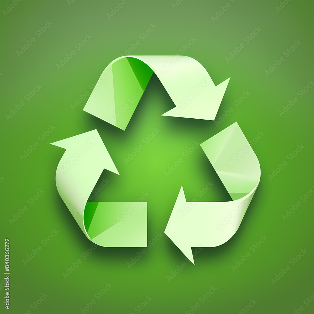 Obraz premium Recycling symbol in paper art vector image