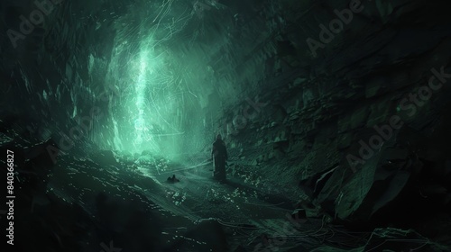 Wallpaper Mural Despite the oppressive darkness of the mine the spectral figure seemed to emit its own light casting an eerie glow on the walls and ceilings. Its ethereal presence gave the mine a sens Torontodigital.ca