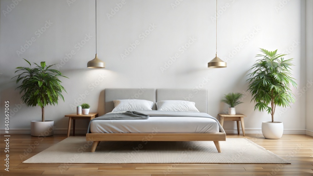 Fototapeta premium a bed on a white wall background