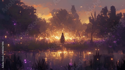The air was thick with a sweet cloying scent that seemed to entice visitors deeper into the heart of the haunted meadow towards the source of the eerie lights