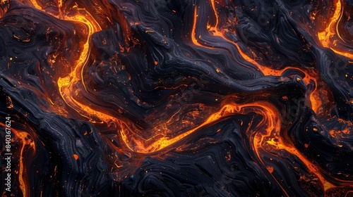 abstract volcanic lava flow background fiery molten rock texture generative ai art
