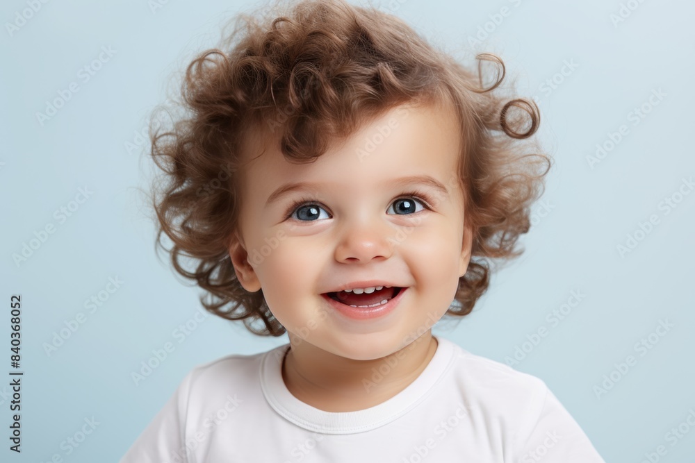 A little child is smiling happily. A little child is smiling happily.