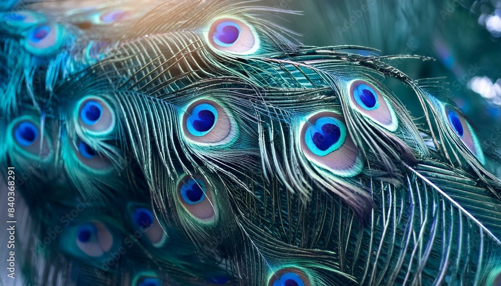 Obraz premium Peacock Feather Elegance: A Rich and Colorful Abstract Background