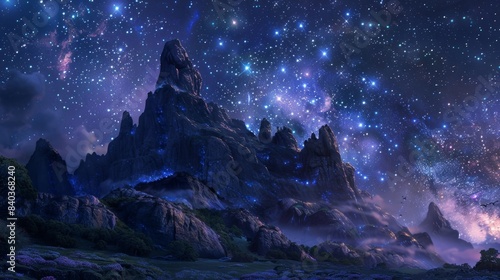 The night sky above the mountain is littered with stars but one constellation stands out a the rest the shape of the guardians in their eternal duty watching over the land until th