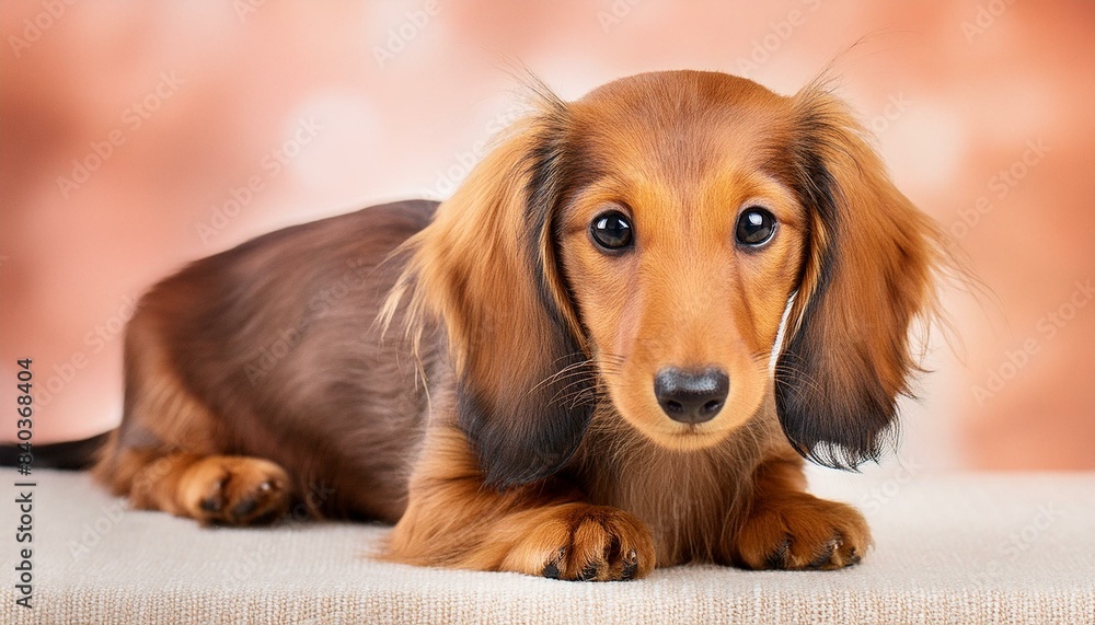 Adorable Long-Haired Dachshund Puppy: Portrait of a Purebred Canine Companion Adorable Long-Haired Dachshund Puppy: Portrait of a Purebred Canine Companion