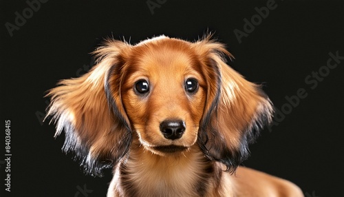 Adorable Long-Haired Dachshund Puppy: Portrait of a Purebred Canine Companion"