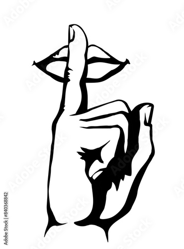 The finger shows quietly. Vector drawing