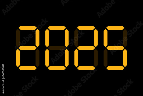 Digital New Year numbers isolated on black background
