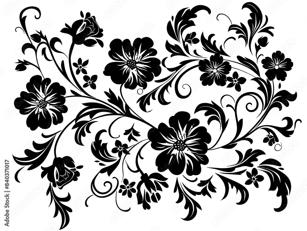 set of floral elements set of floral elements