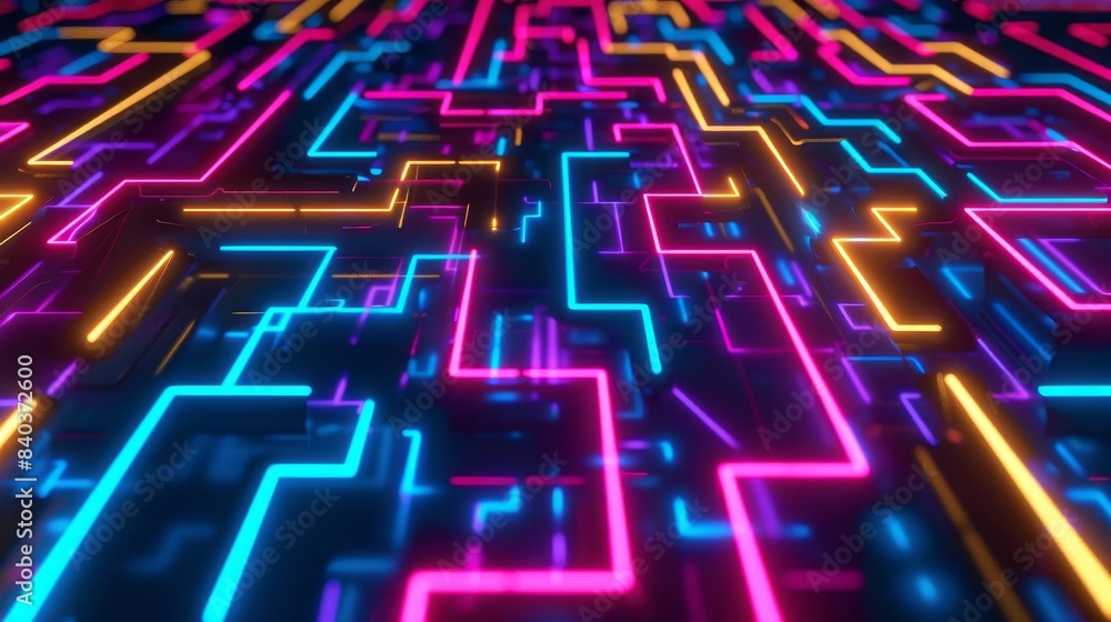 electrifying circuit board maze in vivid neon hues futuristic seamless pattern digital art electrifying circuit board maze in vivid neon hues futuristic seamless pattern digital art