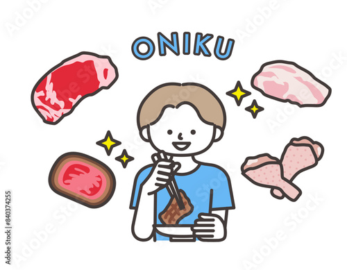 お肉を食べて健康的になる男の子
