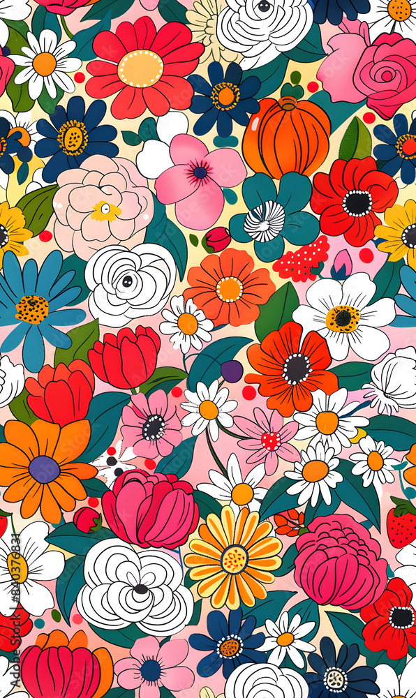 Naklejka premium Seamless pattern of flower.