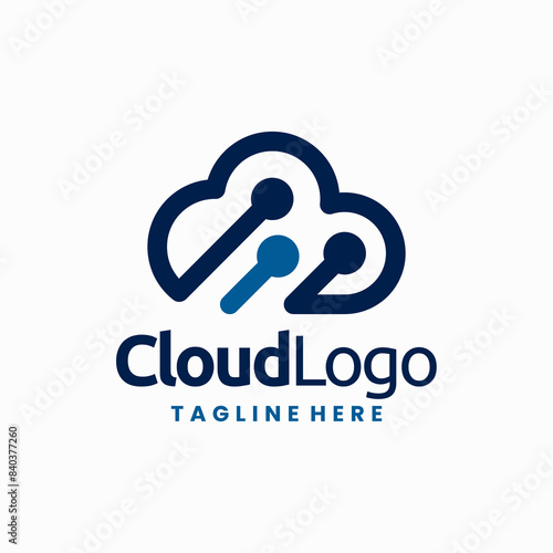 circuit cloud technology logo, cloud logo, circuit logo